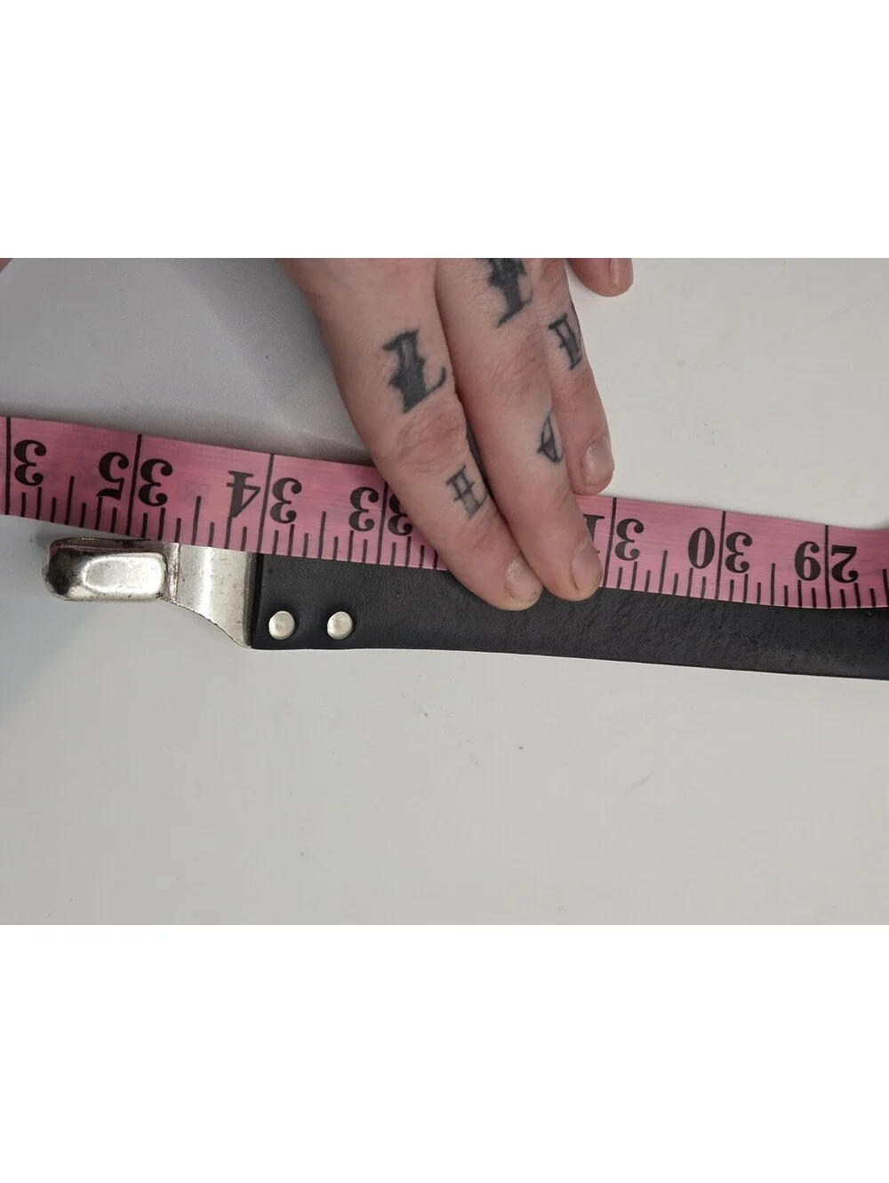 Chicos Vintage Black Leather Belt Ornate Silver Pebble Hook Eye Buckle Womens M